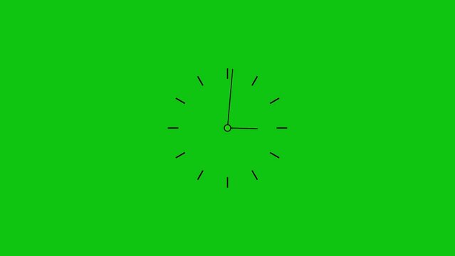 Wall clock icon animation on the green screen background