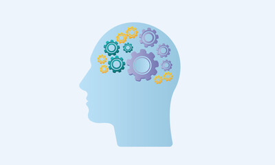 Engineering technological cogwheels placed in human head shape.on white background.Vector Design Illustration.