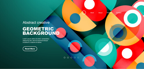 Simple circles and round elements pattern. Minimalist design geometric landing page. Creative concept for business, technology, science or print design