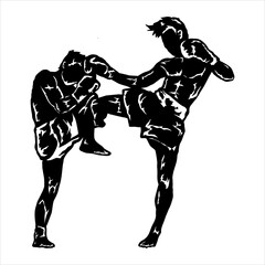 Fototapeta premium illustration of muay thai logo vector silhouette 