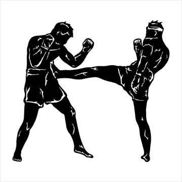 illustration of muay thai logo vector silhouette 