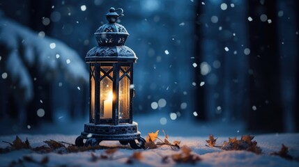 Enchanted Snowscape: Lantern in the Snow