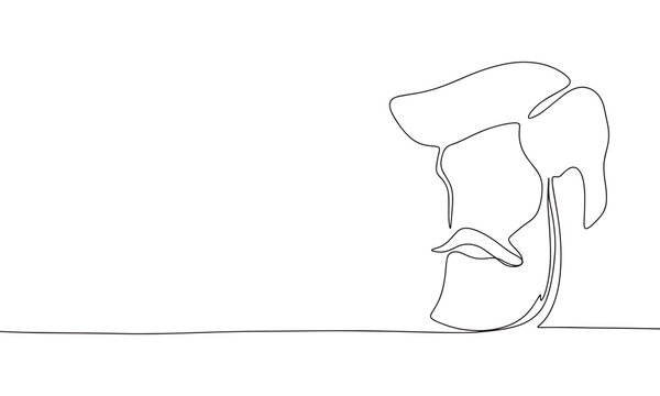 recommend clip art: Man's face with beard. One line continuous concept barbershop banner. Line art vector illustration. Outline silhouette with copy space.