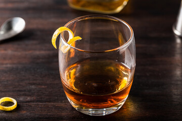 Alcoholic bourbon whiskey Sazerac Cocktail