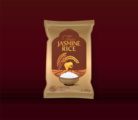 Rice Package Mockup Thailand food Products, vector illustration
