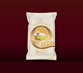 Rice Package Mockup Thailand food Products, vector illustration
