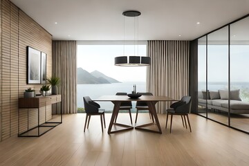 Naklejka na ściany i meble dining room with table generated by AI