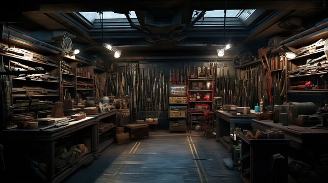 A store selling a variety of firearms and related equipment. Generative AI