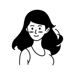 Black line cute beautiful women outline doodle icon vectror design