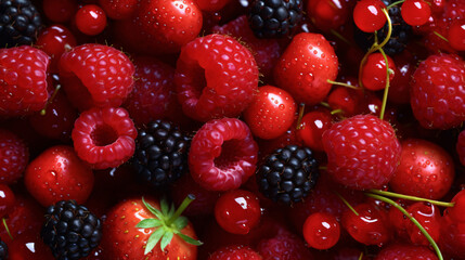 Obraz na płótnie Canvas Closeup red Fruits Nature For Background. Generative Ai.