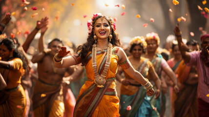 Fototapeta premium woman at the Telangana festival.