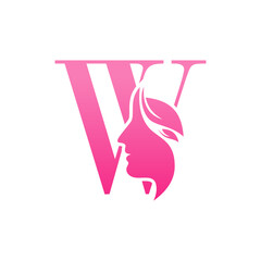 Initial W face beauty logo design templates