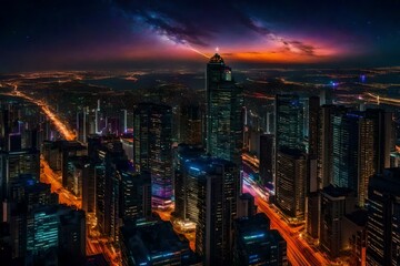 country skyline at night generated by AI technology