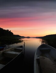 Sunset on the lake. Masuria, Poland