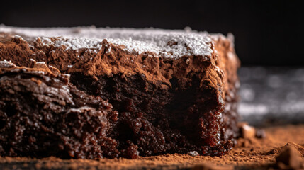 Fototapeta premium Closeup shot of a Brownie. Food Wallpaper. Generative Ai.
