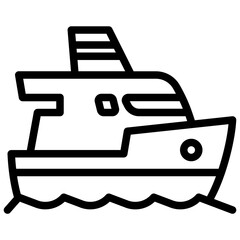 ferry boat outline icon. Transportation illustration  for templates, web design and infographics. Pixel-perfect at 64x64