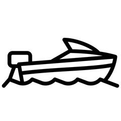 Speed boat single outline icon. Transportation illustration  for templates, web design and infographics