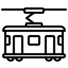 Tram outline icon. Transportation illustration  for templates, web design and infographics