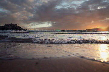 Beach in Clavi Corsica france, at sunset