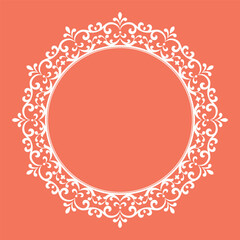 Decorative frame Elegant vector element for design in Eastern style, place for text. Floral pink and white border. Lace illustration for invitations and greeting cards