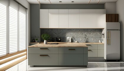 Modern kitchen design with stainless steel appliances generative AI