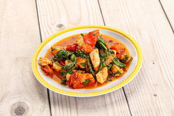 Chicken with tomato and spinach