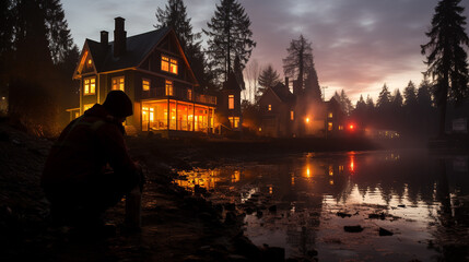 Generative AI, Ethereal Dusk: Silhouetted Serenity