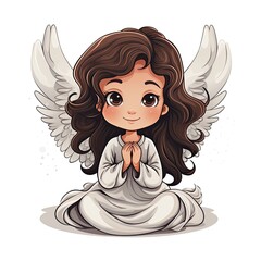 Cute cartoon angel on a white background
