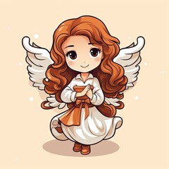 Cute cartoon angel on a white background