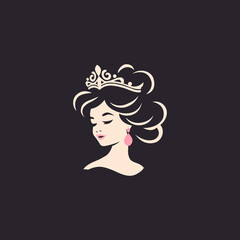 simple woman beauty princess logo vector illustration template design