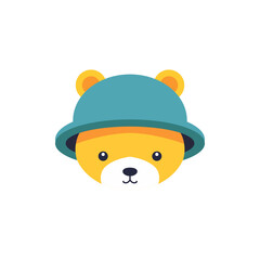 simple cute teddy bear helmet logo vector illustration template design