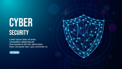 Cyber security. Online information protect, internet digital technology background. Save data, shield recent vector concept