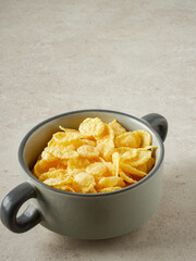 Healthy cornflakes with milk for breakfast           