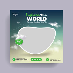 Obraz premium Travel And Tourism Social Media Banner Or Instagram Post Template