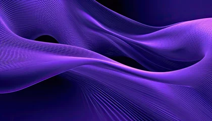 Deurstickers Fractale golven Abstract purple wireframe abstract 3D render wallpapper, Background