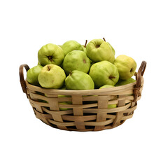 Guava in a basket png transparent  background