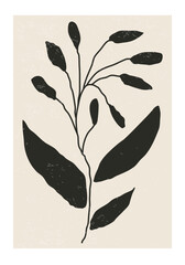 Matisse inspired contemporary collage botanical minimalist wall art poster