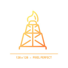 Drilling rig gradient linear vector icon. Oil well. Offshore platform. Petroleum industry. Gas exploration. Thin line color symbol. Modern style pictogram. Vector isolated outline drawing