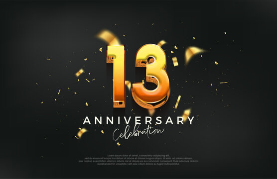 3d 13th anniversary celebration design. with a strong and bold design. Premium vector background for greeting and celebration.