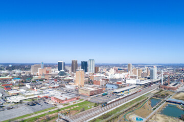 Fototapeta na wymiar Birmingham, Alabama downtown skyline from Railroad Park