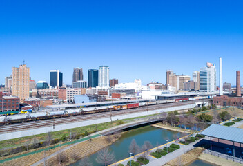 Fototapeta na wymiar Birmingham, Alabama downtown skyline from Railroad Park