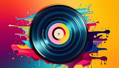 Colorful vinyl record illustration, background