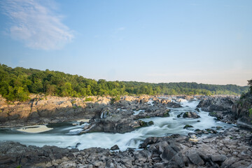 Rapids of the Potomac River near Washington, D.C., at dawn.