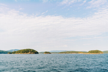 Wide angle view of the San Juan Islands in Washington State