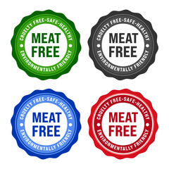Meat free Cruelty free, safe, healthy. Environmentally friendly. Lab - Grown. Cultured meat badge logo, icon. Vector illustration. Can be used business company for eco, organic, bio theme.