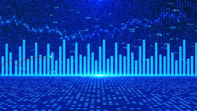 4K 3D Stock market or forex trading graph and candlestick chart suitable for financial investment concept. Economy trends background for business idea. Investing faded candlestick charts.