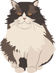 Cute sitting fat cat clipart illustration