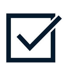 Square, tick. Vector icon isolated on white background.