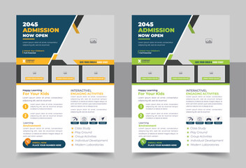 Creative Kids back to school education admission flyer poster layout template, book cover, leaflet, poster, brochure template