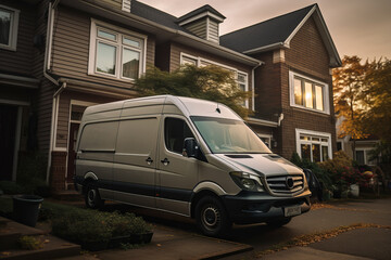 Delivery Van Parked Outside A Resident, Generative AI 